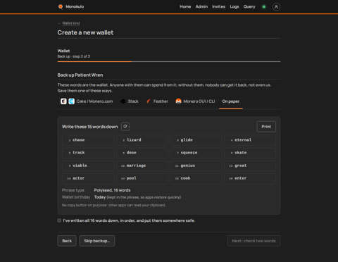 Wallets backup paper, Desktop, dark