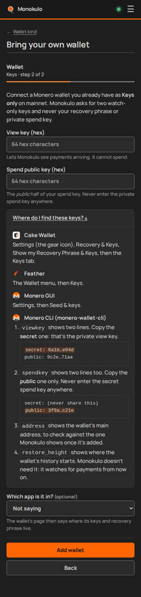 Keys no javascript, Phone portrait, dark