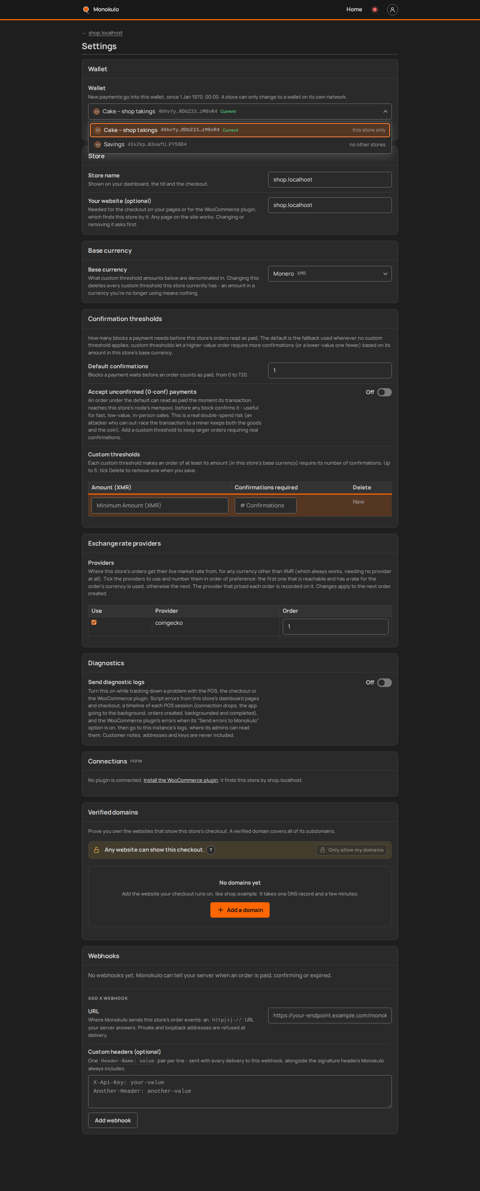 Networks change picker, Desktop, dark