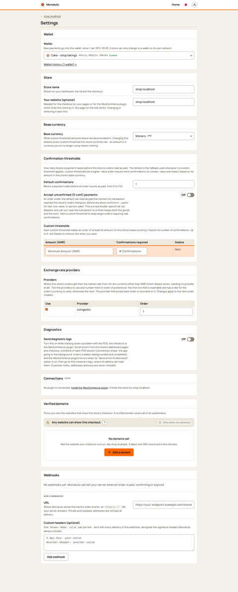 Store settings, Desktop, light