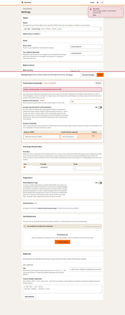 Store settings failed, Desktop, light