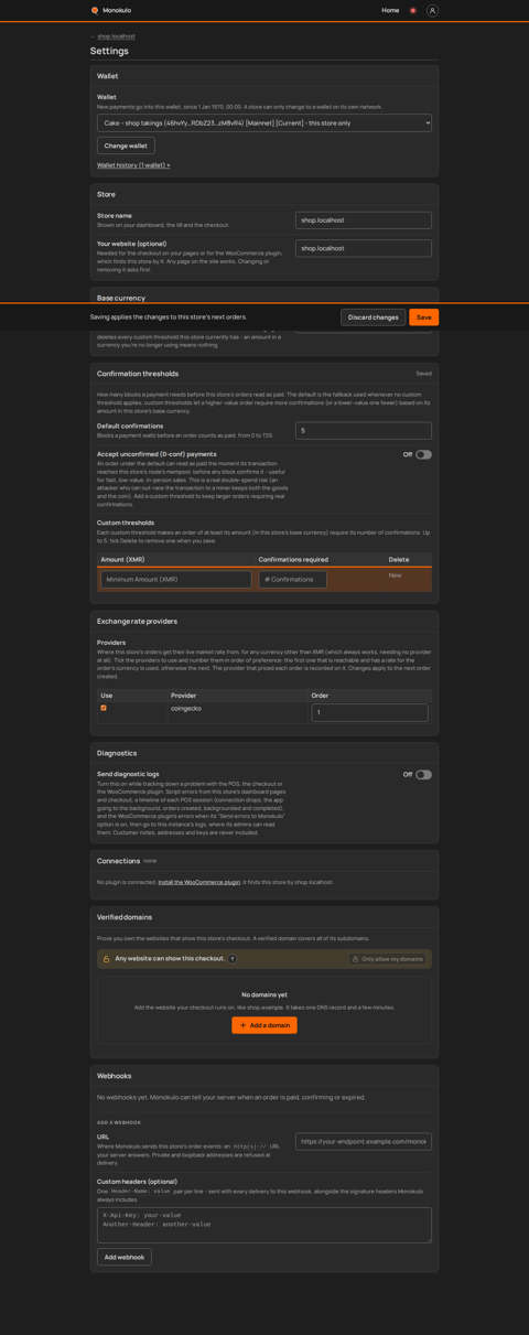 Store settings no js, Desktop, dark