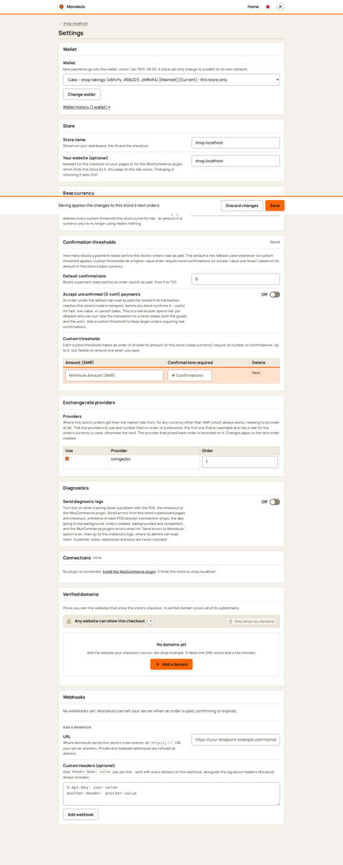 Store settings no js, Desktop, light