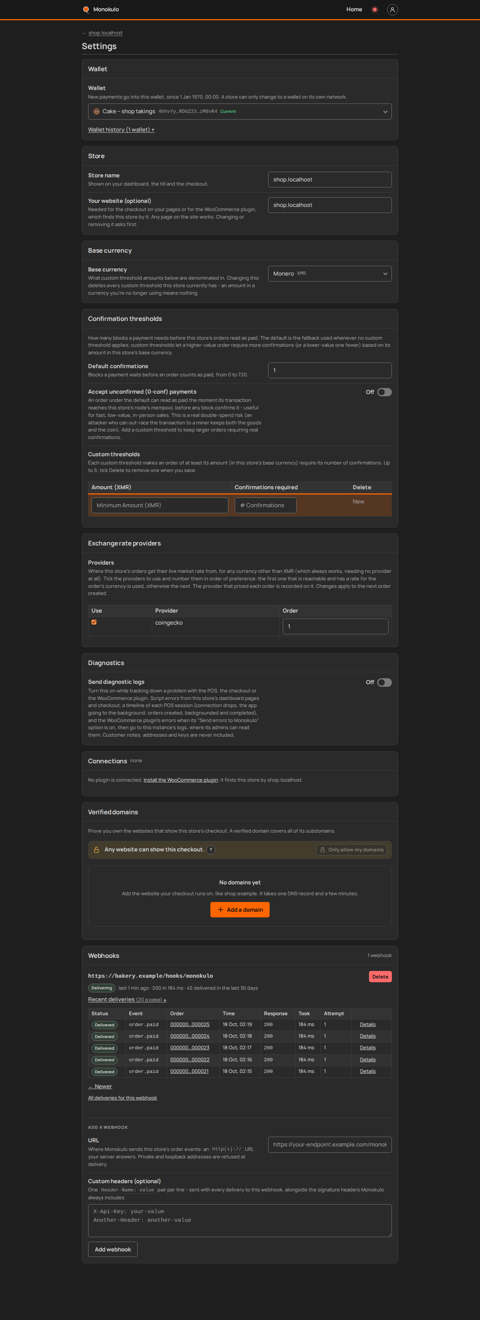 Store webhooks paged, Desktop, dark