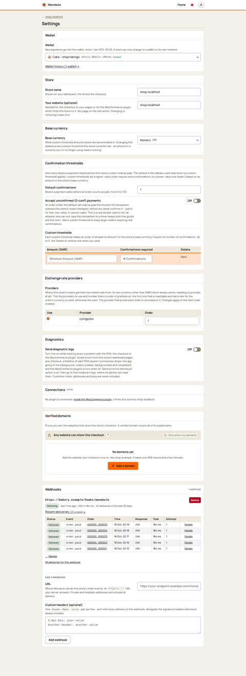 Store webhooks paged, Desktop, light