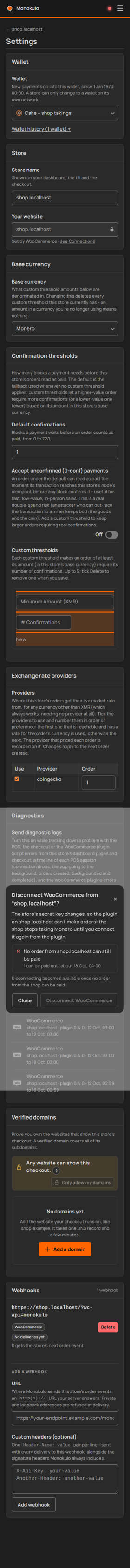 Store site disconnect blocked, Phone portrait, dark