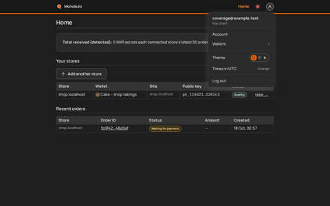 Account menu, Desktop, dark