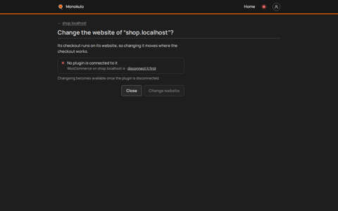 Store site change blocked page, Desktop, dark